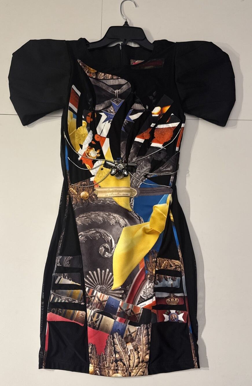 FALGUNI SHANE PEACOCK COUTURE SLEEVELESS BLACK MESH DRESS Sz XS . Amazing
